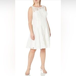 Julian Taylor White Lace Midi Dress